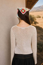 Load image into Gallery viewer, BELL SLEEVE FRONT BUTTON CROCHET KNIT CARDIGAN : NATURAL
