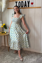 Load image into Gallery viewer, Dresses Agnes | Blue Floral Midi Dress
