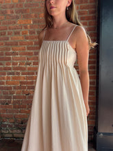 Load image into Gallery viewer, Dresses Darcie | Light Khaki Pintuck Detail Spaghetti Strap Midi Sundress
