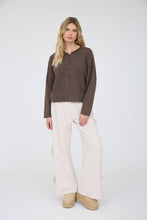 Load image into Gallery viewer, LIGHTWEIGHT BUTTON DOWN KNIT CARDIGAN: DARK BROWN
