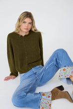 Load image into Gallery viewer, LIGHTWEIGHT BUTTON DOWN KNIT CARDIGAN: OLIVE
