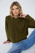 Load image into Gallery viewer, LIGHTWEIGHT BUTTON DOWN KNIT CARDIGAN: OLIVE
