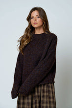 Load image into Gallery viewer, MOCK NECK LONG SLEEVE OVERSIZED KNIT SWEATER: BROWN
