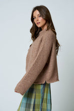Load image into Gallery viewer, MOCK NECK LONG SLEEVE OVERSIZED KNIT SWEATER: MOCHA
