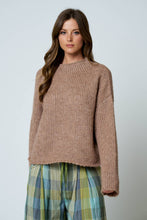 Load image into Gallery viewer, MOCK NECK LONG SLEEVE OVERSIZED KNIT SWEATER: MOCHA
