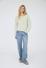 Load image into Gallery viewer, STRIPE RAW EDGE DROP SHOULDER KNIT CARDIGAN : BUTTER YELLOW
