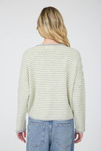 Load image into Gallery viewer, STRIPE RAW EDGE DROP SHOULDER KNIT CARDIGAN : BUTTER YELLOW
