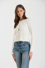 Load image into Gallery viewer, Sweater Ivory Button Front Cardigan
