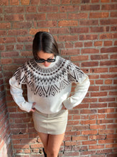 Load image into Gallery viewer, Sweater Tilly | Cream Fair Isle Yoke Crew Neck Knit Pullover
