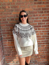 Load image into Gallery viewer, Sweater Tilly | Cream Fair Isle Yoke Crew Neck Knit Pullover
