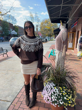 Load image into Gallery viewer, Sweater Tilly | Dark Brown Fair Isle Yoke Crew Neck Knit Pullover
