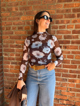 Load image into Gallery viewer, Tops Jovie | Mesh Floral Mock Neck Long Sleeve Knit Top
