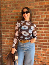 Load image into Gallery viewer, Tops Jovie | Mesh Floral Mock Neck Long Sleeve Knit Top
