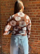 Load image into Gallery viewer, Tops Jovie | Mesh Floral Mock Neck Long Sleeve Knit Top
