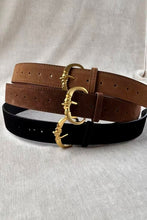 Load image into Gallery viewer, Accessories Suede Geometric Belt in Camel
