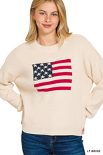 Load image into Gallery viewer, American Flag Crew Neck Sweater | Light Beige
