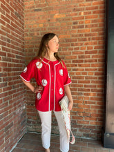 Load image into Gallery viewer, Baseball Sequin Baseball Jersey | Red
