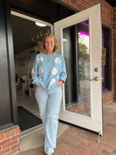 Load image into Gallery viewer, Baseball Sequin Baseball Shirt | Blue
