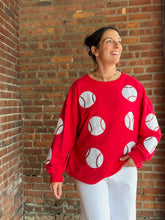 Load image into Gallery viewer, Baseball Sequin Baseball Shirt | Red
