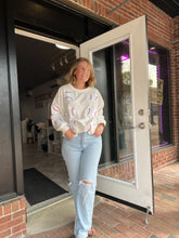 Load image into Gallery viewer, Baseball Sequin Baseball Shirt | White
