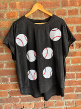 Load image into Gallery viewer, Baseball Sequin Baseball Tee | Charcoal
