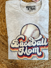 Load image into Gallery viewer, Baseball Vintage Baseball Mom | Grey Graphic Tee
