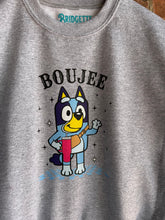 Load image into Gallery viewer, Graphic Apparel Bluey Boujee | Youth Grey Crew Sweatshirt
