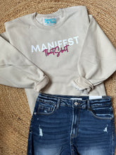 Load image into Gallery viewer, Graphic Apparel Manifest that shit | Beige Crewneck Sweatshirt
