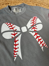 Load image into Gallery viewer, Graphic Baseball Baseball Bow | Grey Graphic Tee
