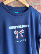 Load image into Gallery viewer, Graphic Baseball Cooperstown Bow NY | Navy Blue Youth Graphic Tee
