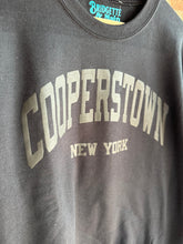 Load image into Gallery viewer, Graphic Baseball Cooperstown NY Varsity | Black/ Black Crewneck Graphic Sweatshirt

