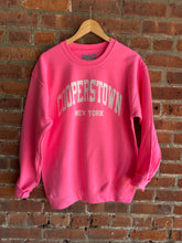 Load image into Gallery viewer, Graphic Baseball Cooperstown NY Varsity | Hot Pink Crewneck Graphic Sweatshirt
