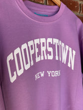Load image into Gallery viewer, Graphic Baseball Cooperstown NY Varsity | Lavender Crewneck Graphic Sweatshirt
