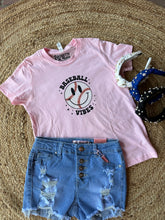 Load image into Gallery viewer, Graphic Baseball Youth Baseball Vibes | Pink Graphic Tee
