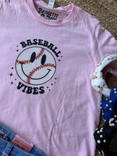 Load image into Gallery viewer, Graphic Baseball Youth Baseball Vibes | Pink Graphic Tee
