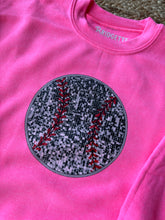 Load image into Gallery viewer, Graphic Baseball Youth Glitter Baseball | Pink Graphic Sweatshirt
