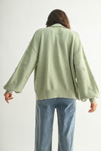 Load image into Gallery viewer, Sweater Cozy Pastel Cardigan with Floral Embellishments
