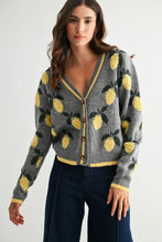 Load image into Gallery viewer, Sweater Lemon Pattern Button-Up Cardigan
