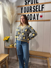 Load image into Gallery viewer, Sweater Lemon Pattern Button-Up Cardigan
