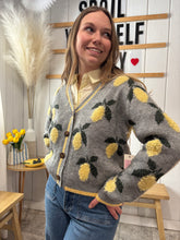 Load image into Gallery viewer, Sweater Lemon Pattern Button-Up Cardigan
