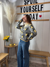 Load image into Gallery viewer, Sweater Lemon Pattern Button-Up Cardigan
