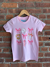 Load image into Gallery viewer, Baseball Bow Collage | Pink Youth Graphic Tee
