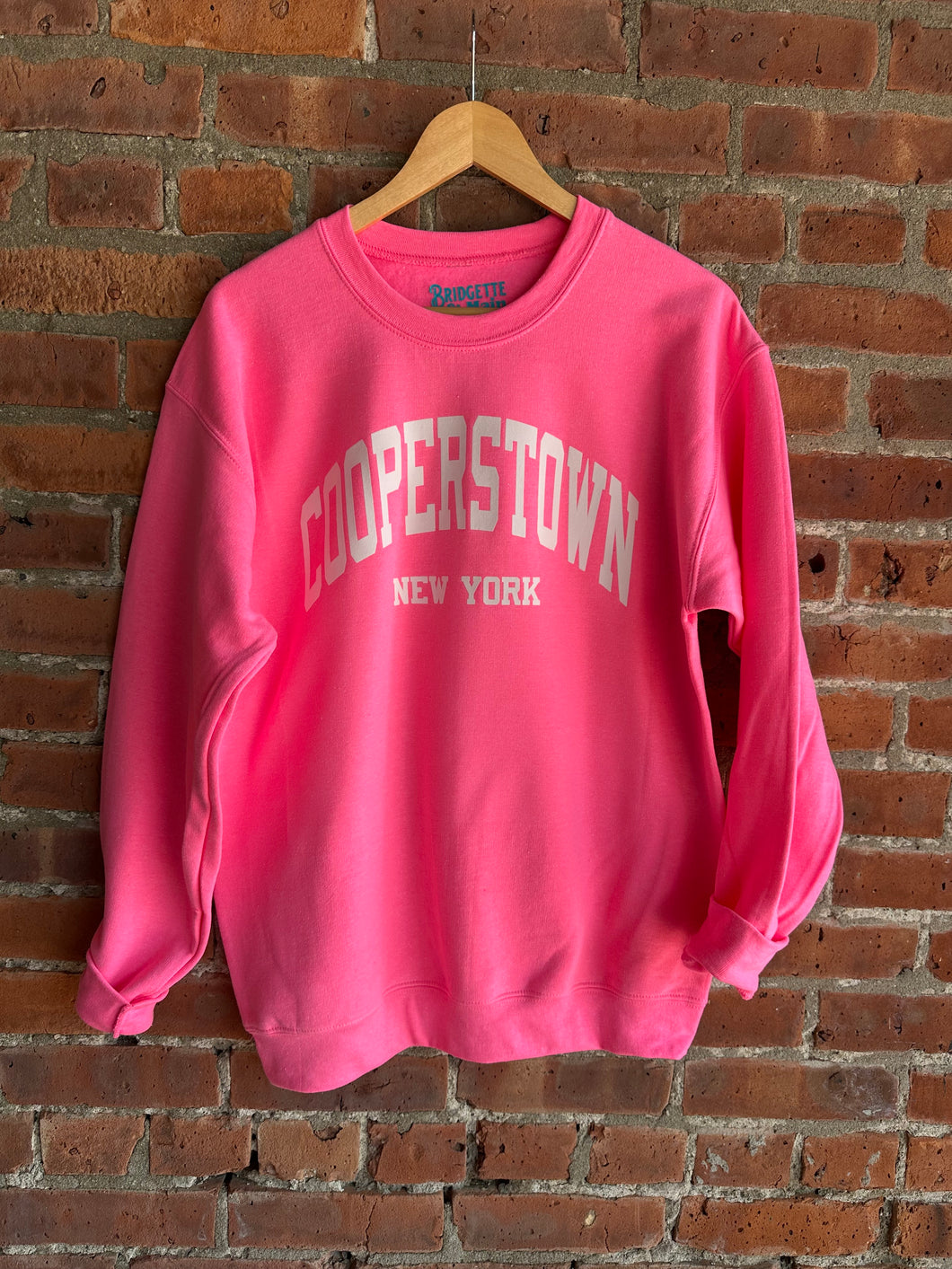 Cooperstown NY Varsity | Hot Pink Crewneck Graphic Sweatshirt