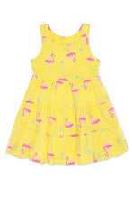 Load image into Gallery viewer, Youth Clothing Yellow Flamingo Print Dress W/ 3-tiers | Toddler

