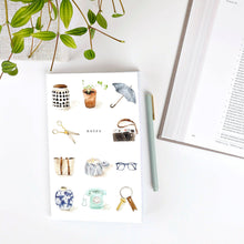 Load image into Gallery viewer, Softtouch Cover Notebook with Original Watercolor Artwork: Everyday things
