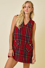 Load image into Gallery viewer, Dresses Audrey Dress | Sleeveless Plaid Tweed V Neck Mini Dress
