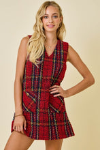 Load image into Gallery viewer, Dresses Audrey Dress | Sleeveless Plaid Tweed V Neck Mini Dress
