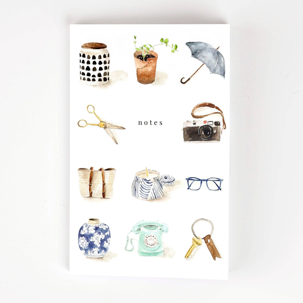 Softtouch Cover Notebook with Original Watercolor Artwork: Everyday things