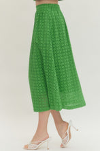 Load image into Gallery viewer, Bottoms Everly | Eyelet Midi Skirt in Green
