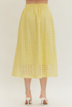 Load image into Gallery viewer, Bottoms Everly | Eyelet Midi Skirt in Lemon
